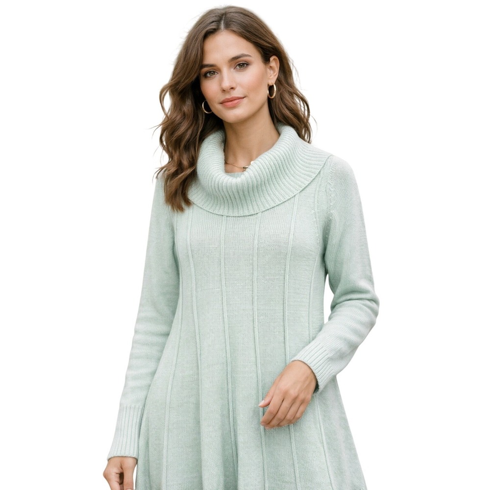 Soft Surroundings‎ Cowl Neck Sweater Tunic Pastel Mint Sz S Casual Elegant Boho